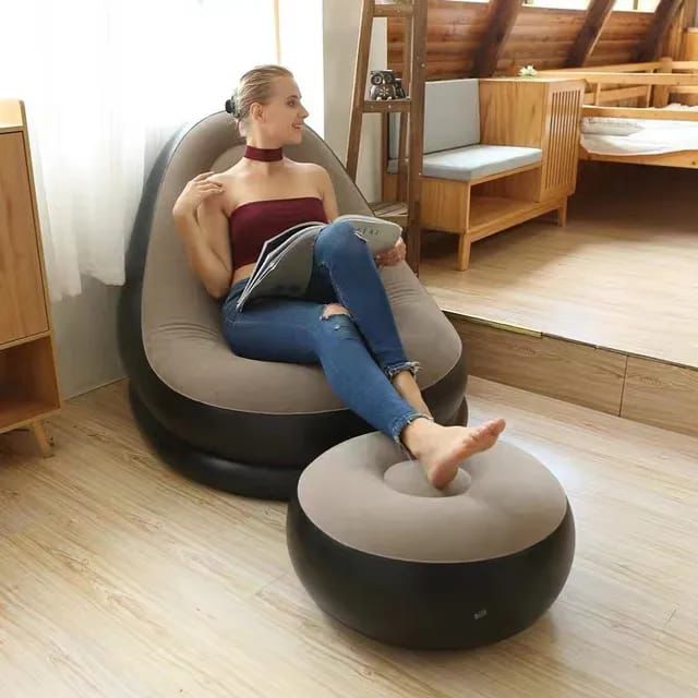 Inflatable Deluxe Lounge Seat / Inflatable seat with Foot rest & Free Pump