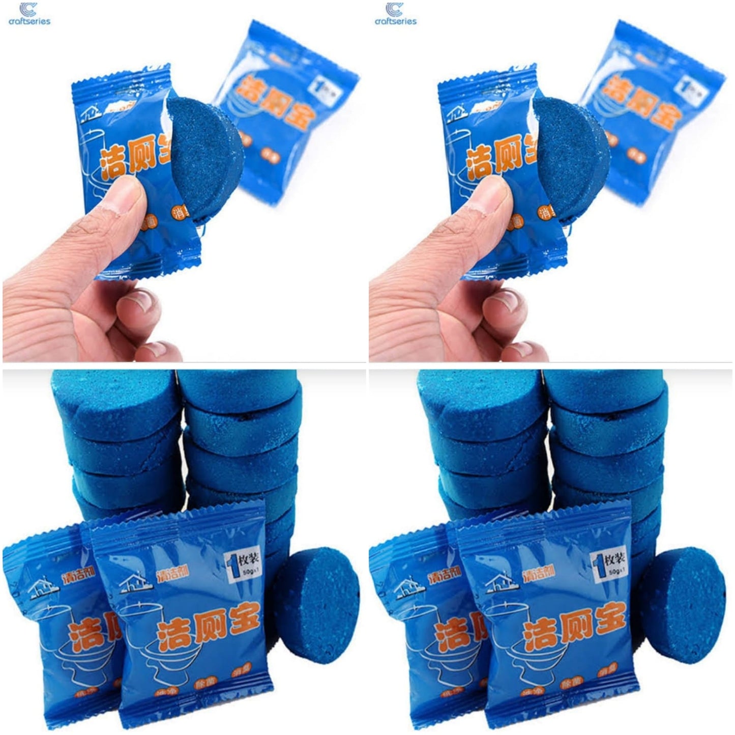 Bubble blue tablets toilet cleaner