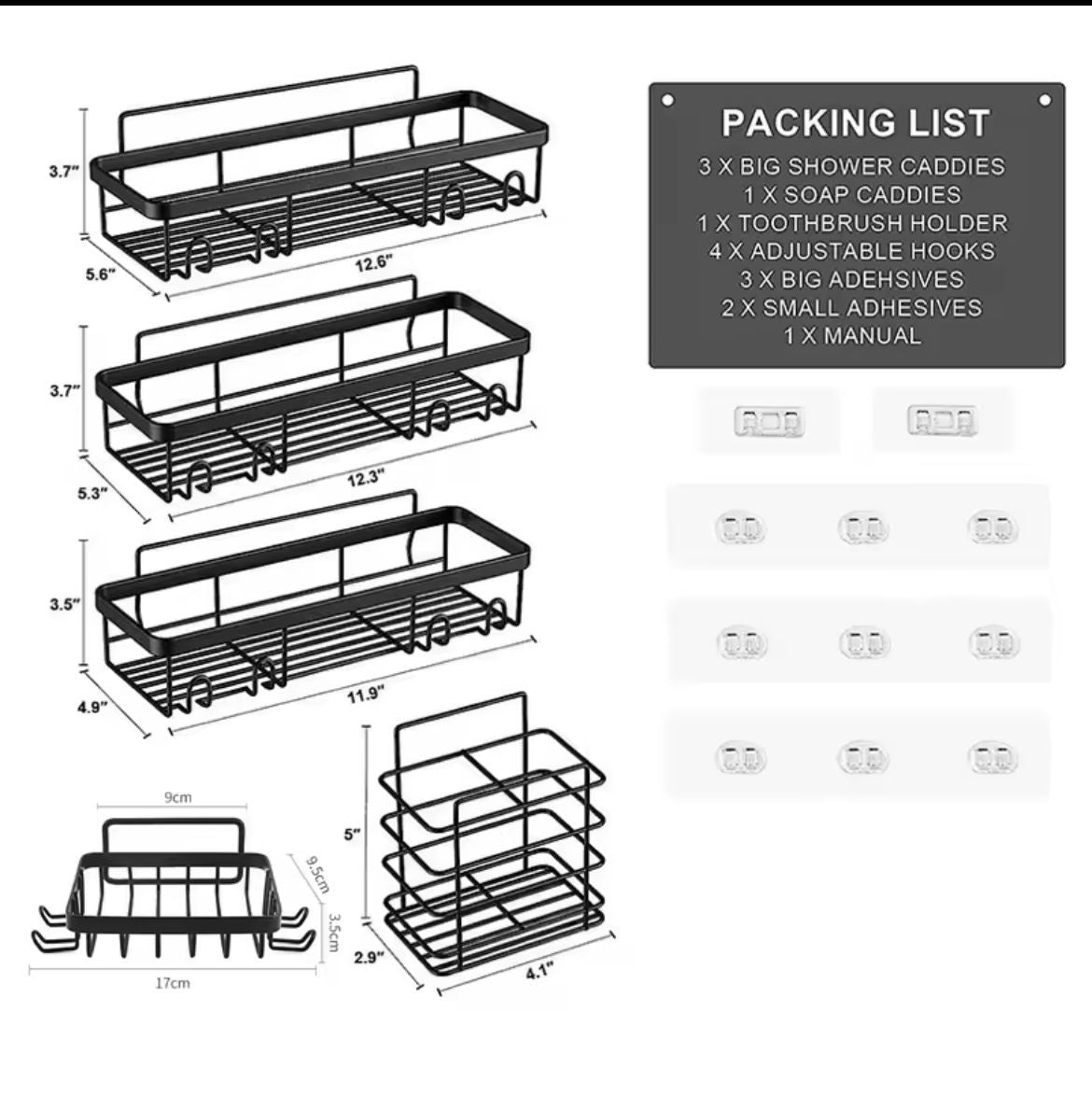 5pcs set shower caddy shelf