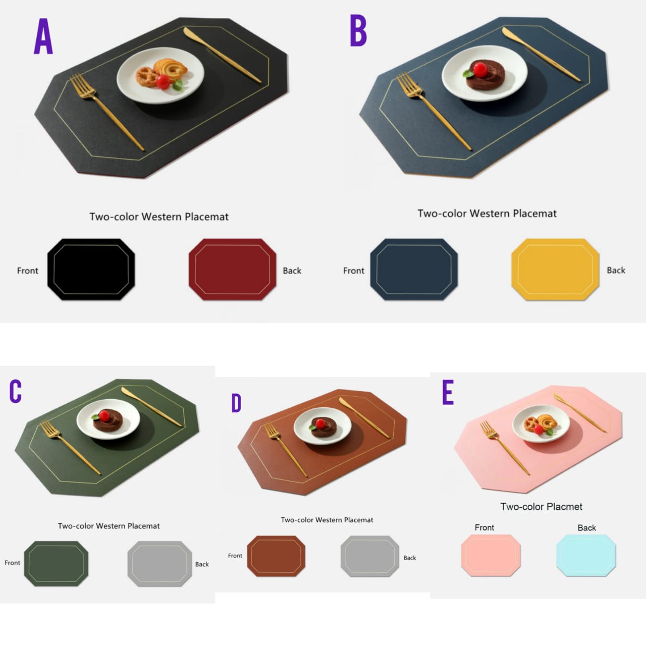 6pcs Double antislip Tablemats