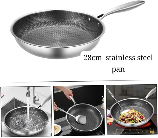 28cm Non-Stick Honeycomb Stainless Steel Frying Pan